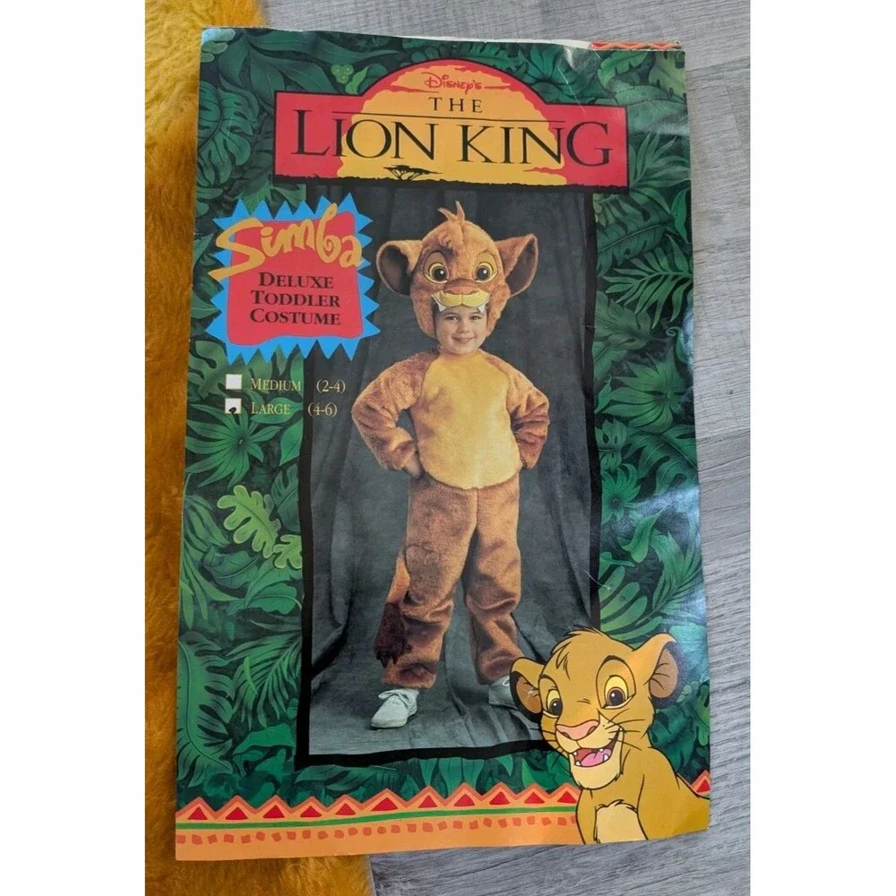 Vintage 90s Lion King Costume Boys Toddler L 4-6 Simba Outfit Halloween Complete